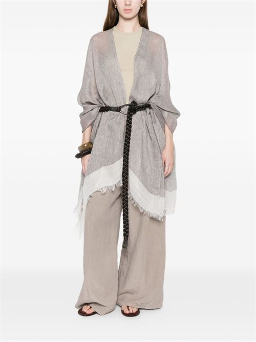 Sciarpa poncho donna con frange grigio Fabiana Filippi | SAD276A947M045VR1